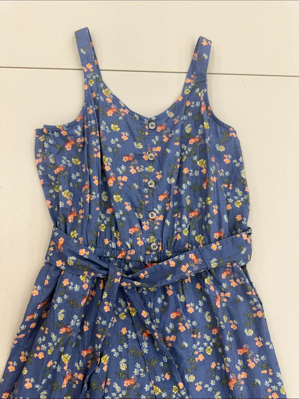 Justice Blue Floral Girls' One-Piece Jumpsuit with Tie